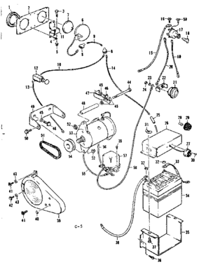 Electrical System Diagram and Parts List for 1318570  Craftsman Lawn Mower