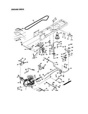 Ground Drive Diagram and Parts List for 917270743  Craftsman Lawn Tractor