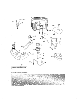 Engine Diagram and Parts List for 917204031  Craftsman Lawn Tractor