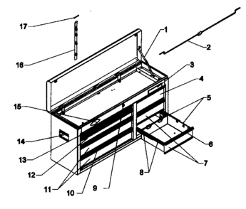 Chest Diagram and Parts List for 706957282  Craftsman Tool Stand & Cart