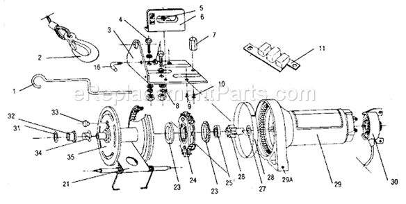 Unit Diagram and Parts List for 3951  Craftsman Hoist & Winch