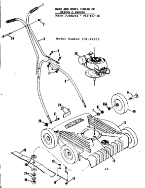 Replacement Parts Diagram and Parts List for 13191073  Craftsman Lawn Mower
