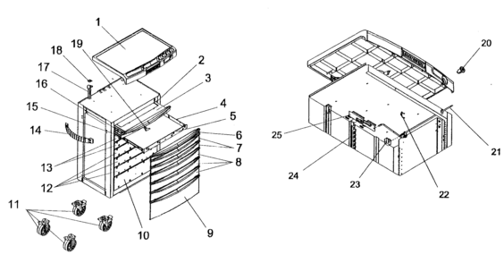Drawer Diagram and Parts List for 706877230  Craftsman Tool Stand & Cart