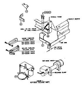Bracket Assembly Diagram and Parts List for 3970  Craftsman Hoist & Winch
