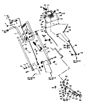 Handle Assembly Diagram and Parts List for 5361-52  Craftsman Snow Blower