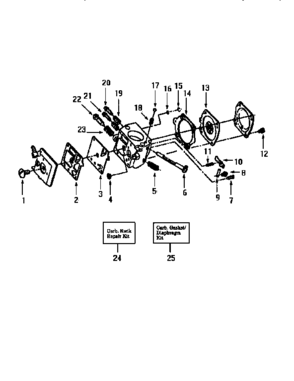 Carburetor Assembly Diagram and Parts List for 358354980  Craftsman Chainsaw