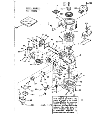 Replacement Parts Diagram and Parts List for 143254482  Craftsman Engine