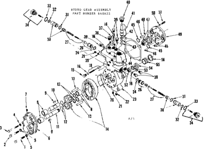 Hydro Gear Assembly Diagram and Parts List for 917640A22  Craftsman Lawn Tractor