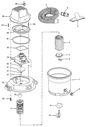 Unit Diagram and Parts List for 113177711  Craftsman Utility Vacuum