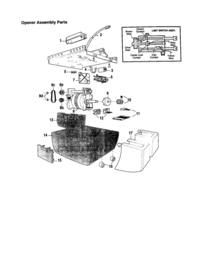Opener Assembly Diagram and Parts List for 13953963SRT  Craftsman Garage Door Opener