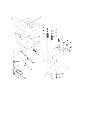 Seat Assembly Diagram and Parts List for 917253870  Craftsman Lawn Tractor