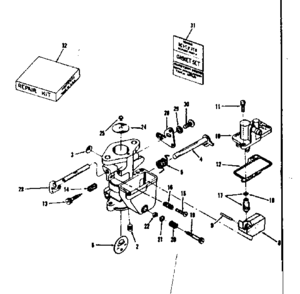 Carburetor No. 29966 Diagram and Parts List for 143505010  Craftsman Engine