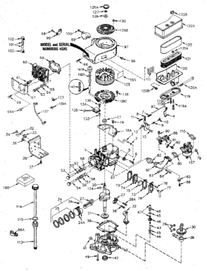 Replacement Parts Diagram and Parts List for 143396042  Craftsman Engine