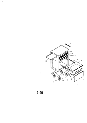 5 Drwr Pro. Roll-away W/panel Diagram and Parts List for 706652015  Craftsman Tool Stand & Cart