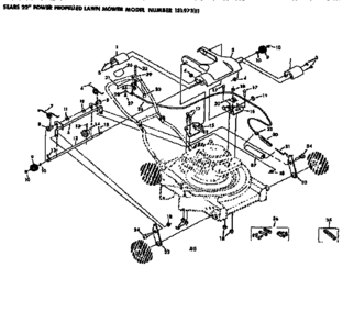Handle Assembly Diagram and Parts List for 131973111  Craftsman Lawn Mower