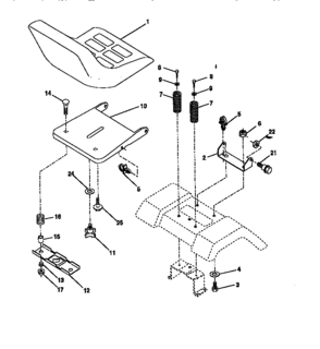 Seat Assembly Diagram and Parts List for 917270632  Craftsman Lawn Tractor