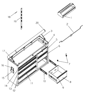 Chest Diagram and Parts List for 706653236  Craftsman Tool Stand & Cart