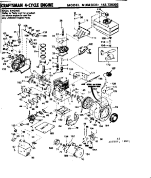 Replacement Parts Diagram and Parts List for 143726302  Craftsman Engine