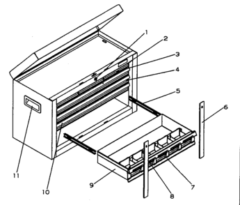 Part Location Diagram of M15687 Craftsman Tool chest nameplate