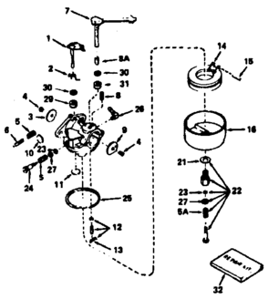 Carburetor Diagram and Parts List for 143774012  Craftsman Engine