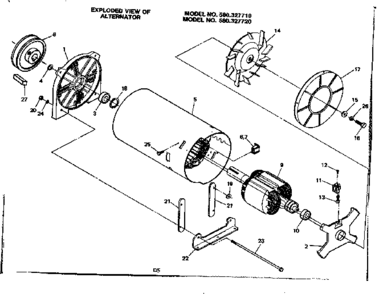 Alternator Diagram and Parts List for 580327710  Craftsman Engine