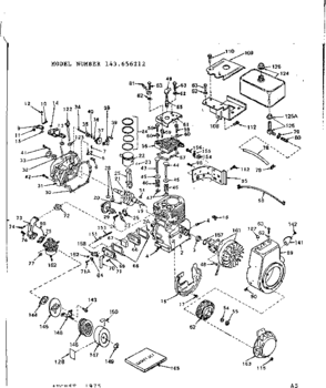 Replacement Parts Diagram and Parts List for 143656212  Craftsman Engine