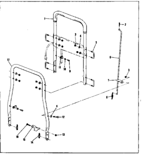 Handle Assembly Diagram and Parts List for 53691300  Craftsman Lawn Mower
