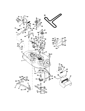 Mower Deck Diagram and Parts List for 917270660  Craftsman Lawn Tractor