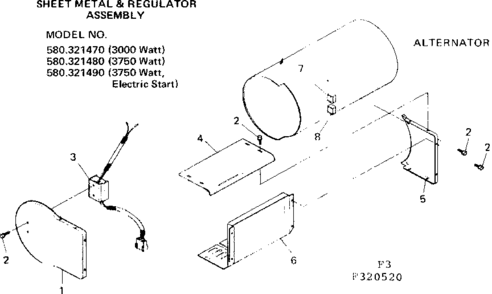 Sheet Metal & Regulator Assembly Diagram and Parts List for 580321480  Craftsman Engine