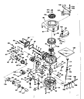 Basic Engine Diagram and Parts List for 143163042  Craftsman Engine