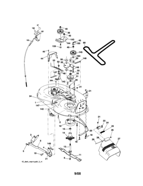 Part Location Diagram of 144959D Craftsman Lawn tractor blade drive belt