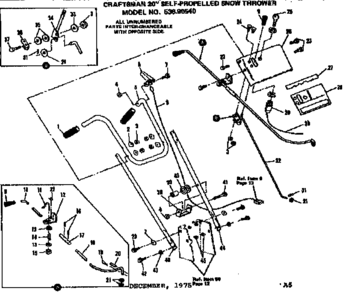 Handle Assembly Diagram and Parts List for 53690540  Craftsman Snow Blower