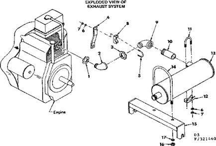 Exhaust System Diagram and Parts List for 580321460  Craftsman Engine