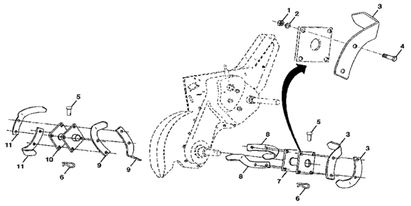 Tine Assembly Diagram and Parts List for 917299752  Craftsman Tiller