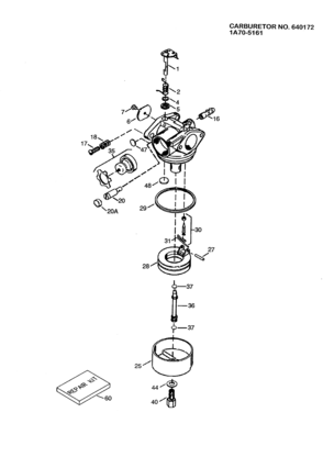 Carburetor 1a70-5161 Diagram and Parts List for 143994001  Craftsman Engine