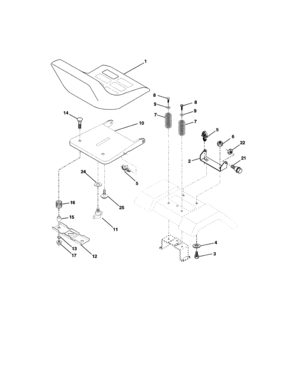 Seat Assembly Diagram and Parts List for 917273520  Craftsman Lawn Tractor