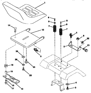 Seat Assembly Diagram and Parts List for 917257552  Craftsman Lawn Tractor