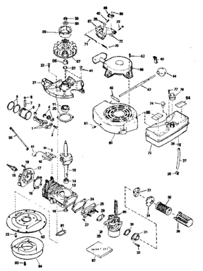 Engine Diagram and Parts List for 200233112  Craftsman Engine