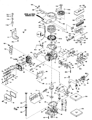 Replacement Parts Diagram and Parts List for 143396072  Craftsman Engine