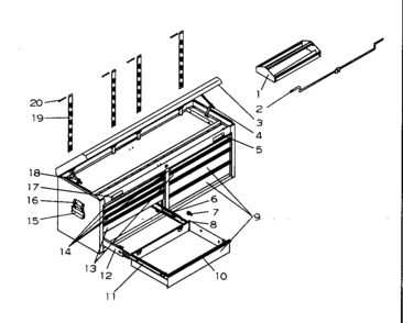 Chest Diagram and Parts List for 706593811  Craftsman Tool Stand & Cart