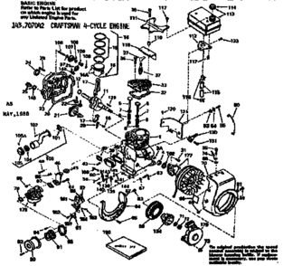 Replacement Parts Diagram and Parts List for 143707042  Craftsman Engine