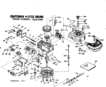 Replacement Parts Diagram and Parts List for 143274462  Craftsman Engine