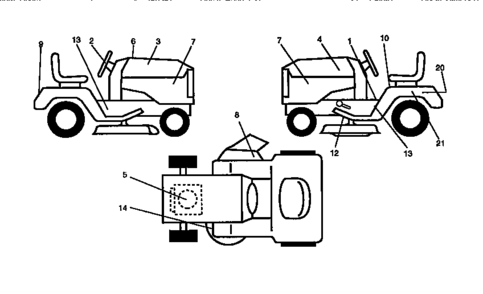 Decals Diagram and Parts List for 917259547  Craftsman Lawn Tractor