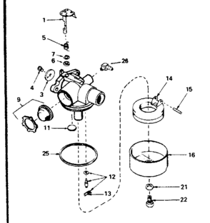 Carburetor Diagram and Parts List for 143384202  Craftsman Engine