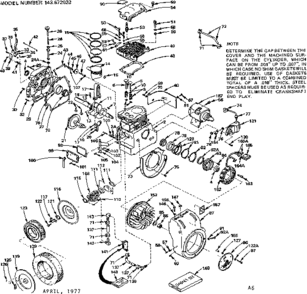 Replacement Parts Diagram and Parts List for 143672022  Craftsman Engine