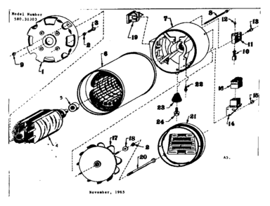 Stator Assembly Diagram and Parts List for 58031003  Craftsman Engine