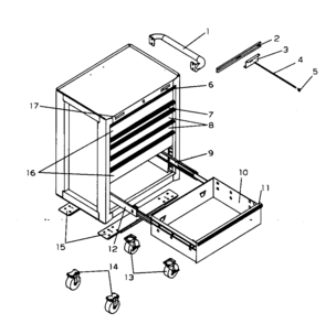6 Drawer Roll Away Diagram and Parts List for 706598923  Craftsman Tool Stand & Cart