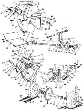 Motor Mount Assembly Diagram and Parts List for 536886801  Craftsman Snow Blower