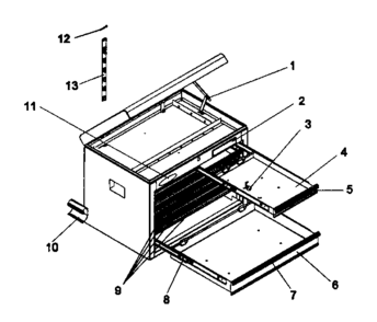 Chest Diagram and Parts List for 706619362  Craftsman Tool Stand & Cart