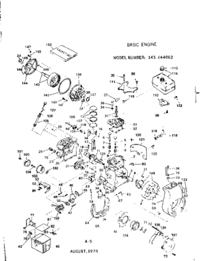 Replacement Parts Diagram and Parts List for 143644082  Craftsman Engine